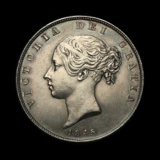 1845 over 3 halfcrown obverse