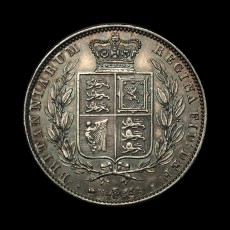 1845 over 3 halfcrown reverse