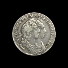 William and Mary sixpence obverse