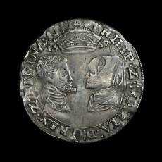 Philip and Mary Sixpence obverse