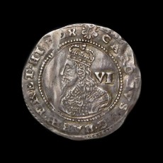 Charles I Exeter sixpence obverse
