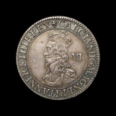Charles I Briot sixpence obverse