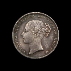 1860 shilling obverse