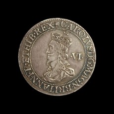 Charles I briot sixpence obverse