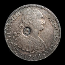 1794 c/m 8 reales obverse