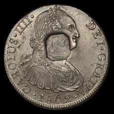 George III octagonal countermarked dollar obverse